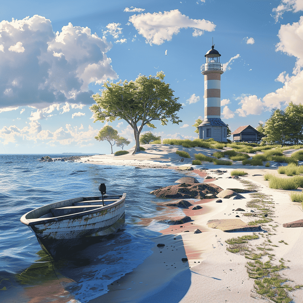 diamond painting - klein bootje aan het strand – afbeelding 1