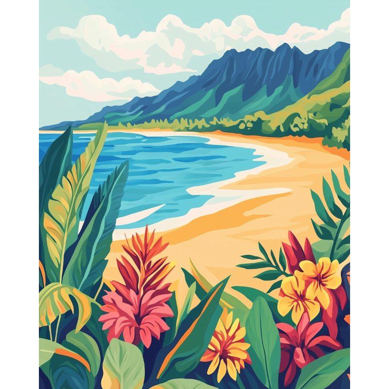 diamond painting - kleurrijk strand landschap – afbeelding 1