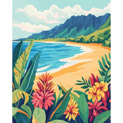 diamond painting - kleurrijk strand landschap – afbeelding 1
