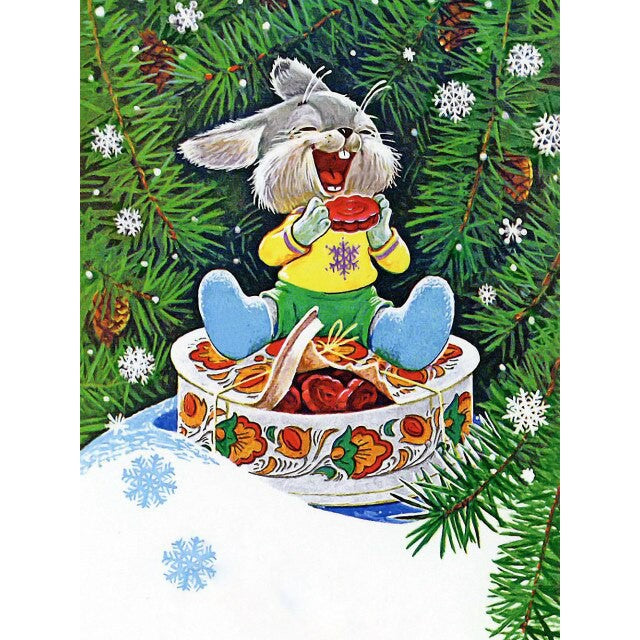 diamond painting - konijntje kerst – afbeelding 1