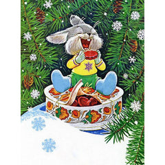diamond painting - konijntje kerst – afbeelding 1
