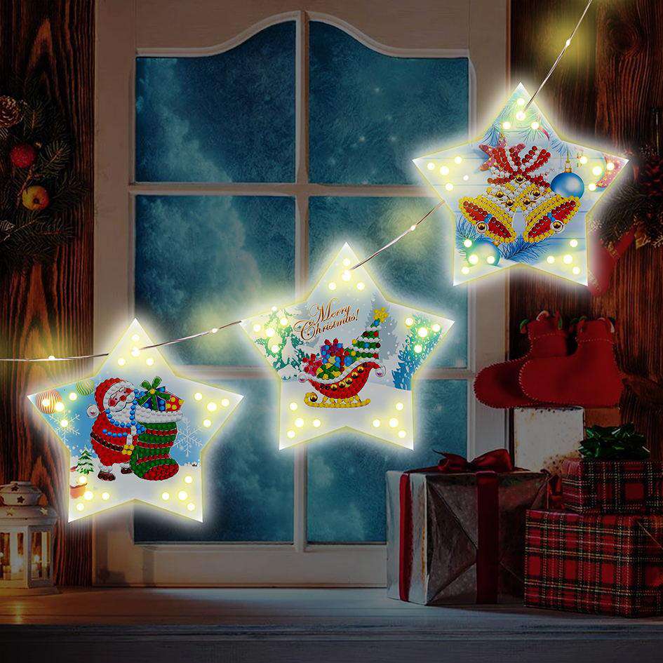 diamond painting merry christmas – kerst verlichting – afbeelding 2