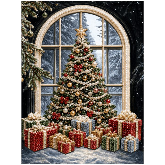 diamond painting - mooie kerstboom - premium parel diamond painting – afbeelding 1