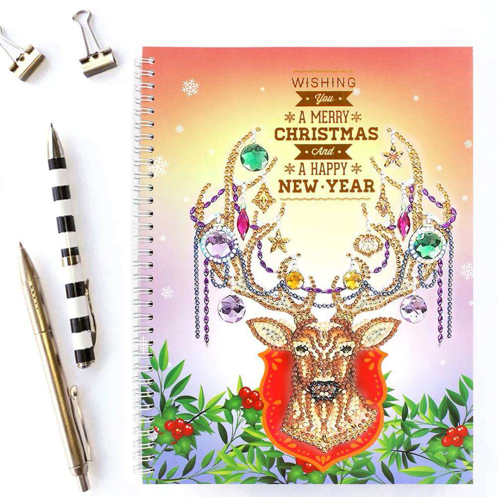 diamond painting notitieboekje kerst – hert – afbeelding 1