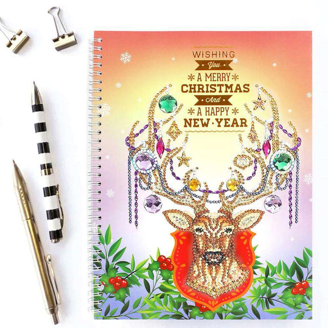 diamond painting notitieboekje kerst – hert – afbeelding 1