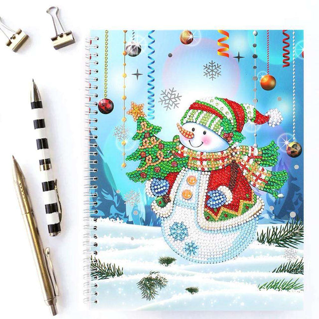 diamond painting notitieboekje kerst – sneeuwpop – afbeelding 1