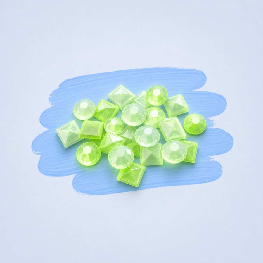 Groene glow-in-the-dark-steentjes voor het Lichtgevend effect