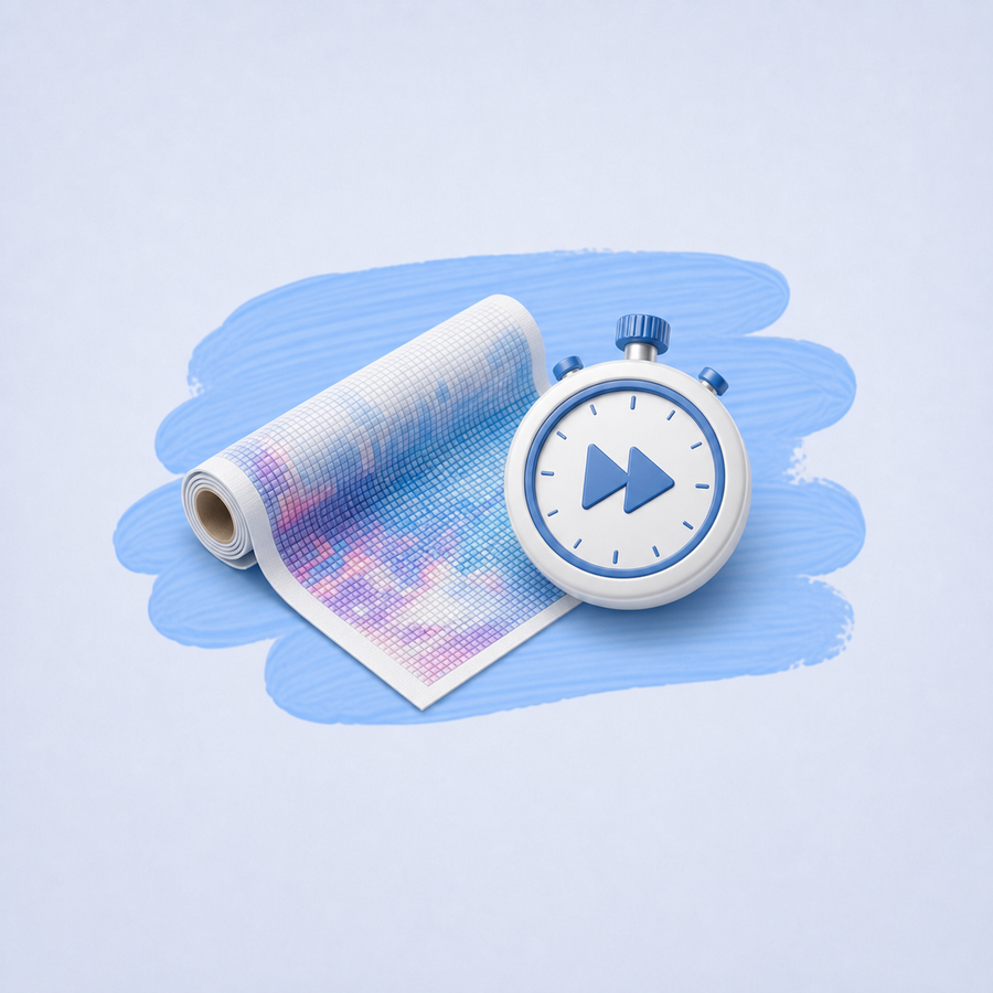 Diamond-paintingcanvas met stopwatch voor Spoedproductie