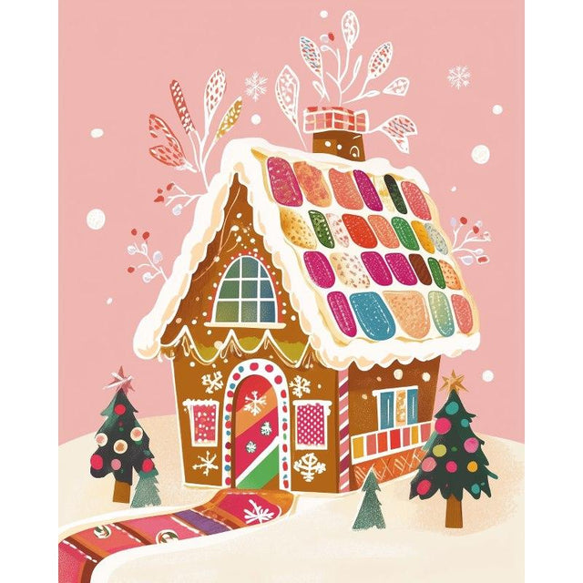 diamond painting - peperkoek huisje – afbeelding 1