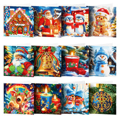 diamond painting premium kerstkaarten – 12 stuks – afbeelding 1