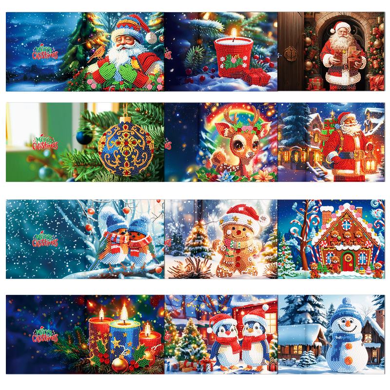 diamond painting premium kerstkaarten – 12 stuks – afbeelding 15