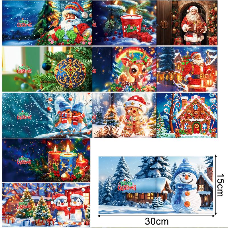 diamond painting premium kerstkaarten – 12 stuks – afbeelding 2