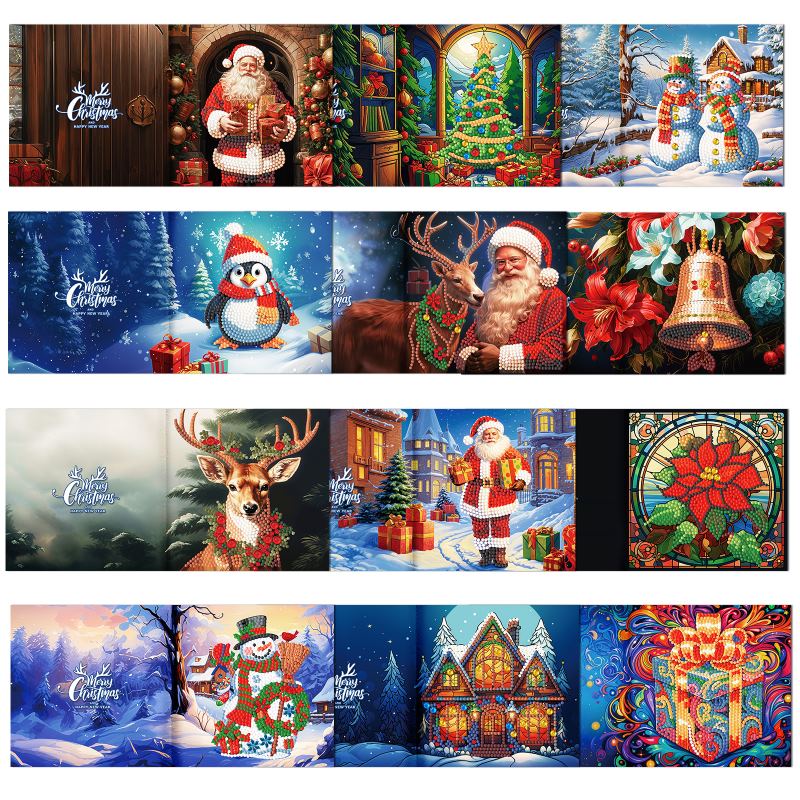 diamond painting premium kerstkaarten – 12 stuks – afbeelding 13