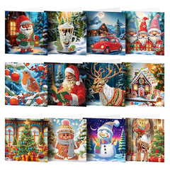 diamond painting premium kerstkaarten – 12 stuks – afbeelding 1