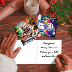 diamond painting premium kerstkaarten – 12 stuks – afbeelding 3