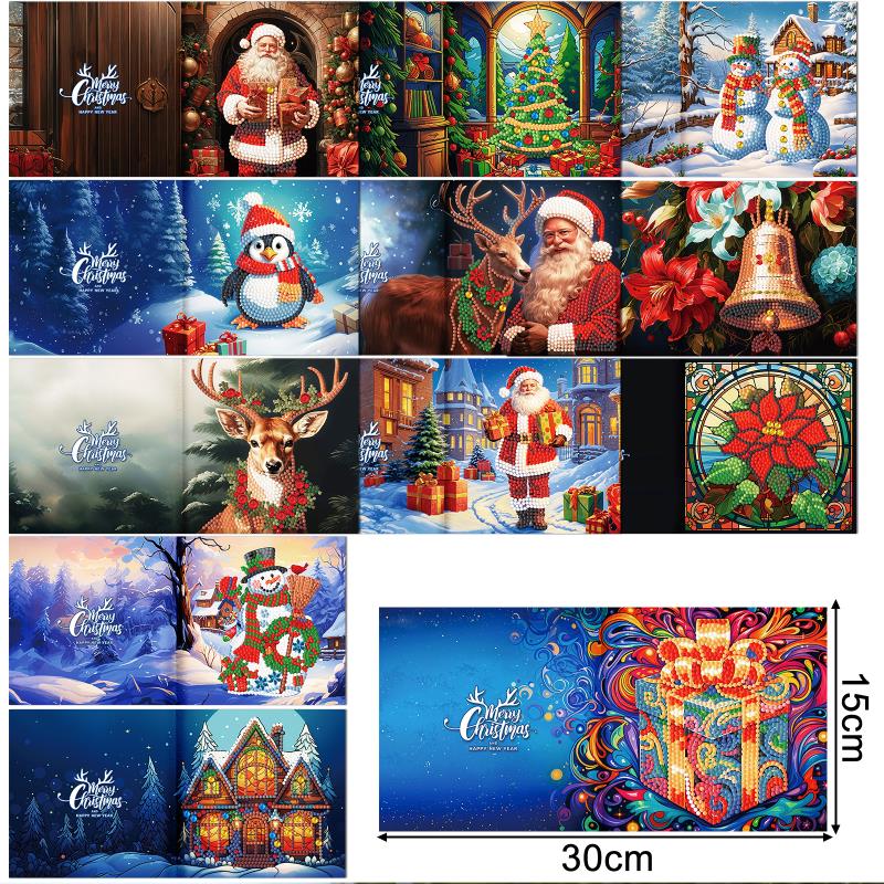 diamond painting premium kerstkaarten – 12 stuks – afbeelding 2