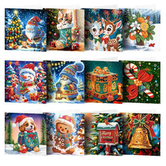 diamond painting premium kerstkaarten – 12 stuks – afbeelding 1