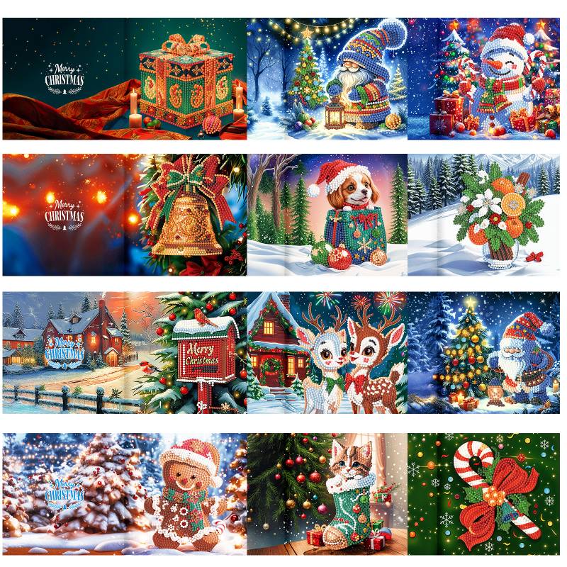 diamond painting premium kerstkaarten – 12 stuks – afbeelding 12