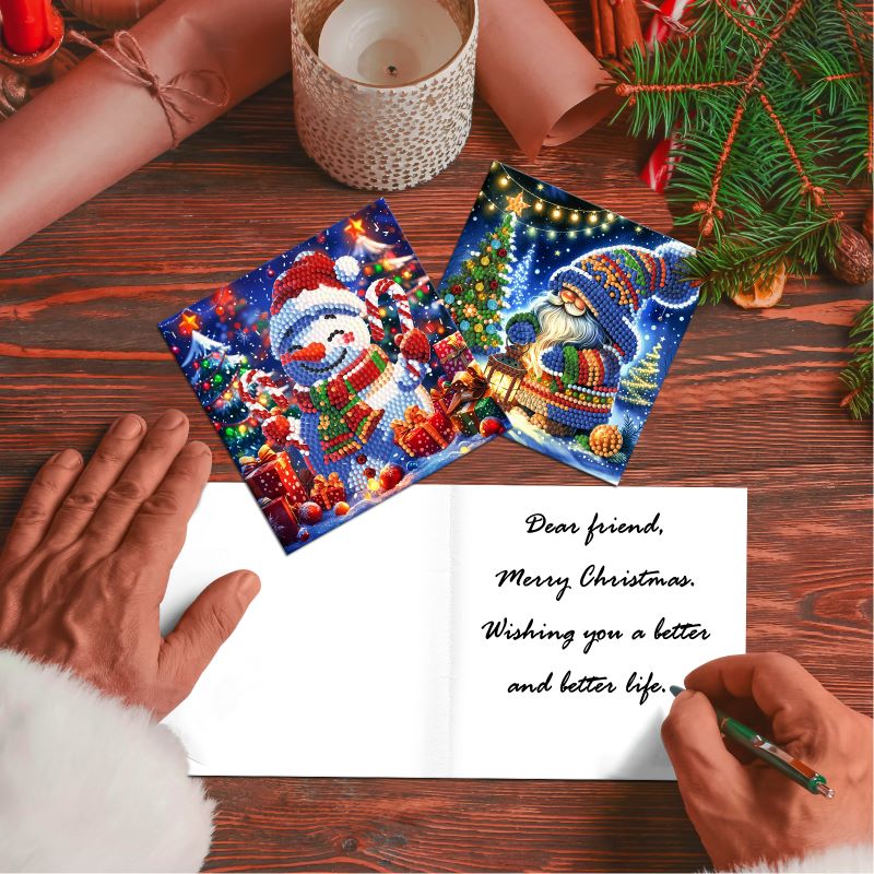 diamond painting premium kerstkaarten – 12 stuks – afbeelding 3