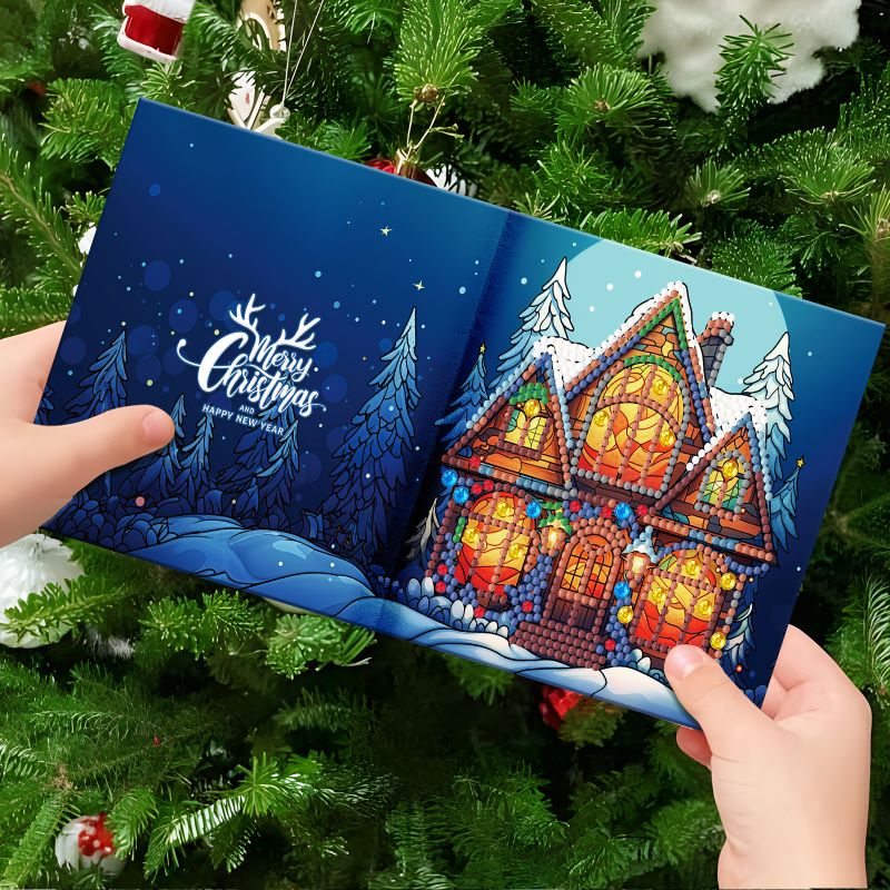 diamond painting premium kerstkaarten – 12 stuks – afbeelding 4