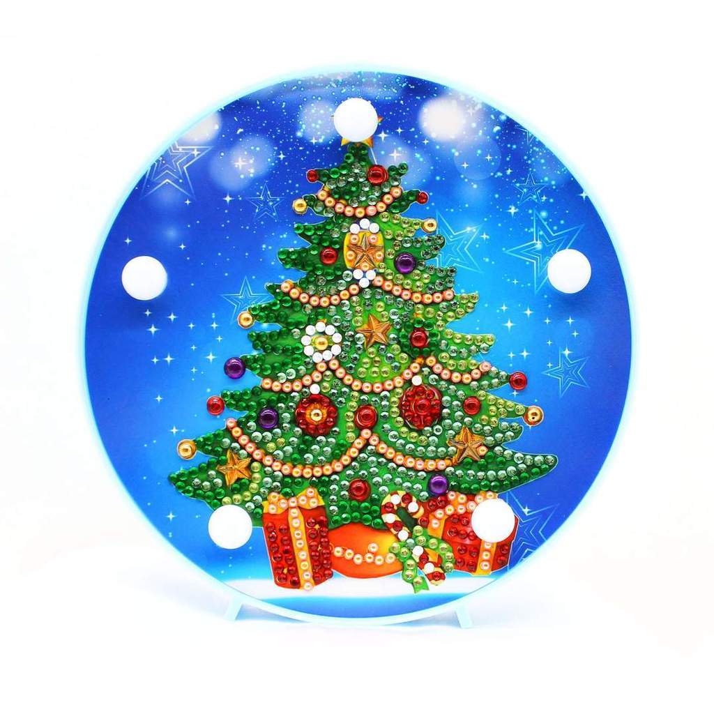 diamond painting rond kerstboomlampje – afbeelding 1