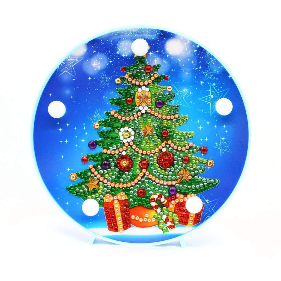 diamond painting rond kerstboomlampje – afbeelding 1