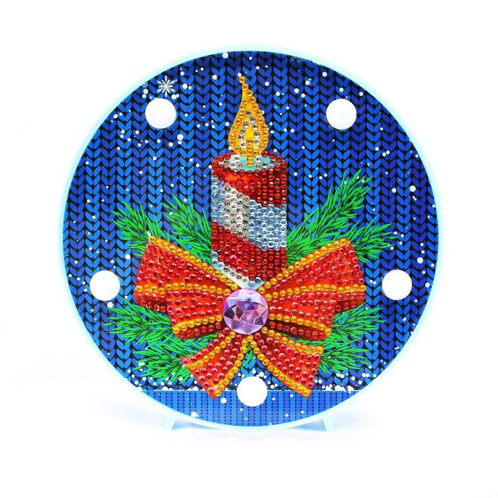 diamond painting rond dp lampje kerstkaars – afbeelding 1