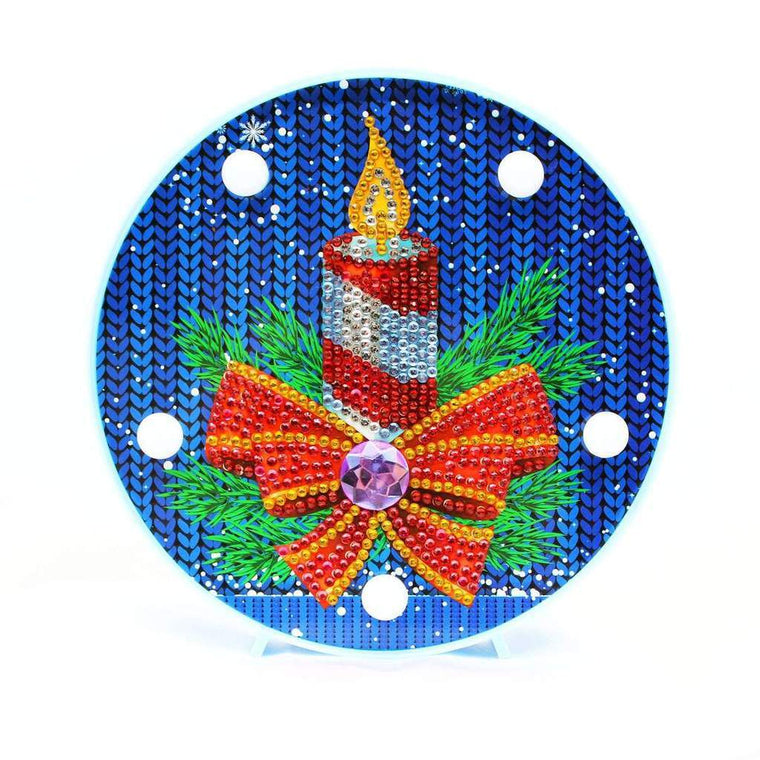 diamond painting rond dp lampje kerstkaars – afbeelding 1