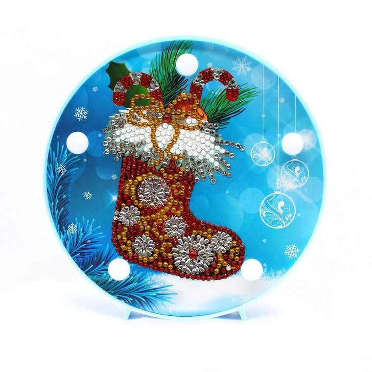 diamond painting rond dp lampje kerstkous – afbeelding 1