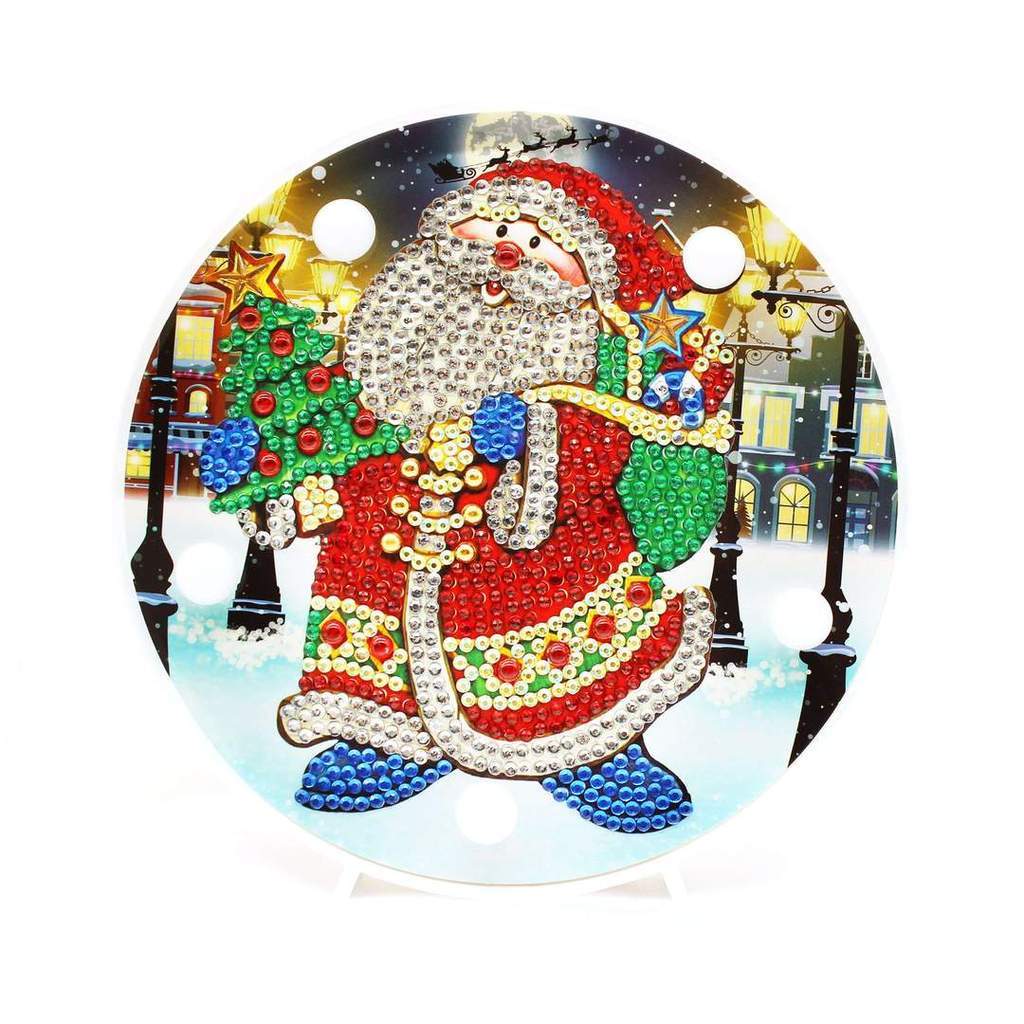 diamond painting rond dp lampje kerstman – afbeelding 1