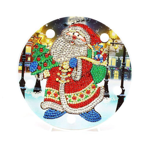 diamond painting rond dp lampje kerstman – afbeelding 1
