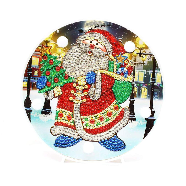 diamond painting rond dp lampje kerstman – afbeelding 1