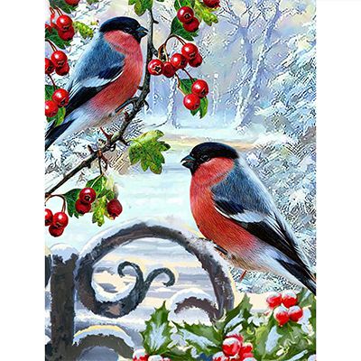 diamond painting - roodborstjes – afbeelding 1