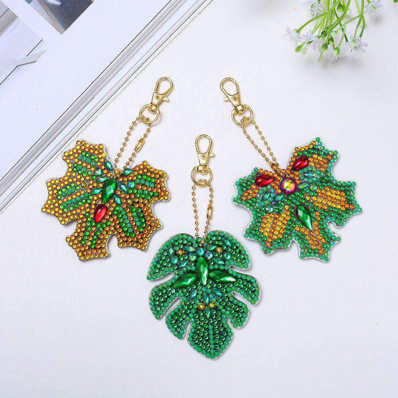 diamond painting sleutelhanger hulsttakjes kerst – 3 stuks – afbeelding 1