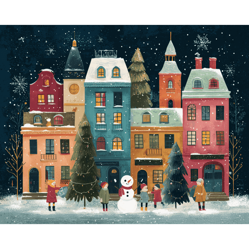 diamond painting - sneeuw dorpje – afbeelding 1