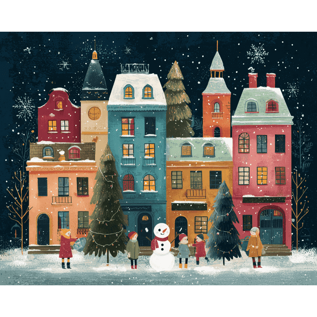 diamond painting - sneeuw dorpje – afbeelding 1
