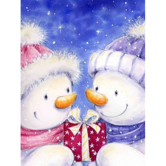 diamond painting - sneeuwpoppen cadeau – afbeelding 1
