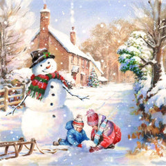 diamond painting - spelen in de sneeuw – afbeelding 1
