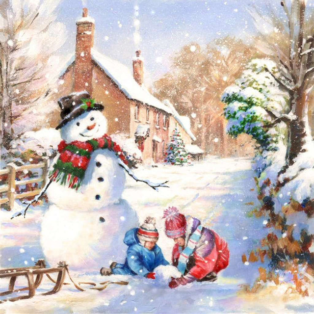 diamond painting - spelen in de sneeuw – afbeelding 1