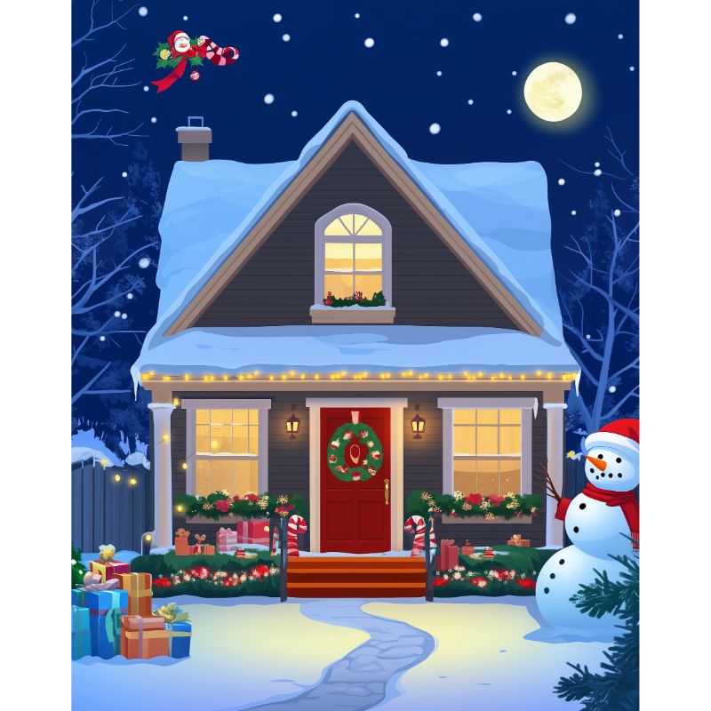 diamond painting - volle maan met kerst – afbeelding 1