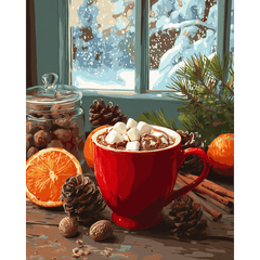 diamond painting - warme chocolademelk-ochtend – afbeelding 1