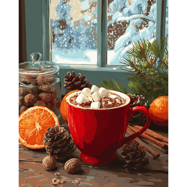 diamond painting - warme chocolademelk-ochtend – afbeelding 1