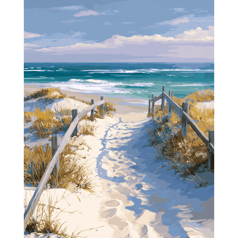 diamond painting - weg naar het strand – afbeelding 1