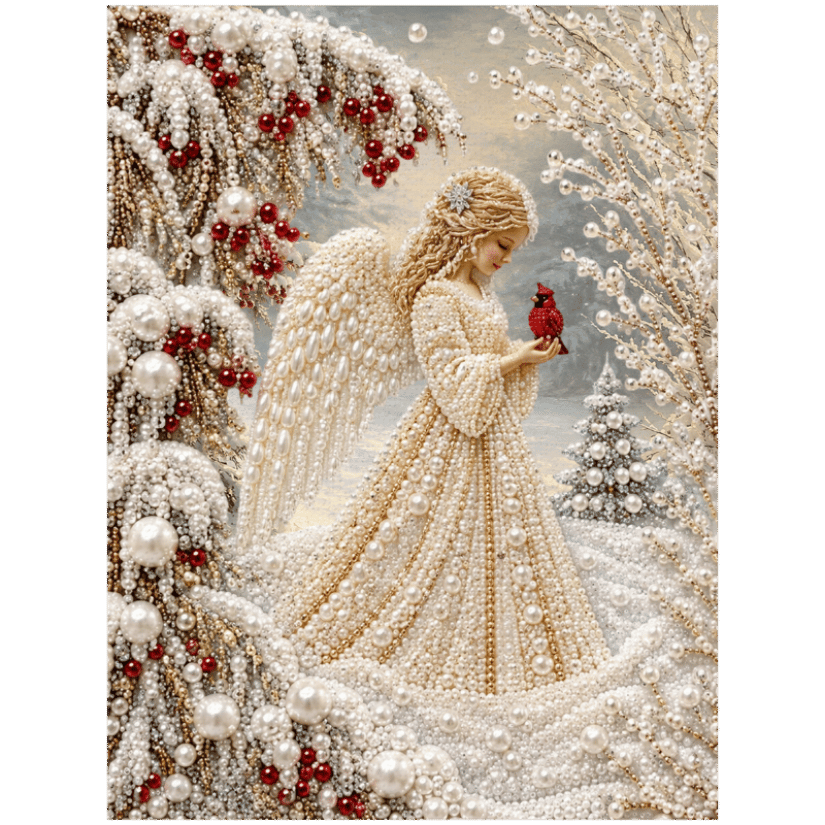diamond painting - winter engel - premium parel diamond painting – afbeelding 1