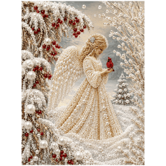 diamond painting - winter engel - premium parel diamond painting – afbeelding 1