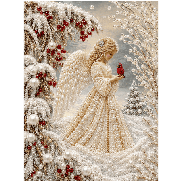 diamond painting - winter engel - premium parel diamond painting – afbeelding 1