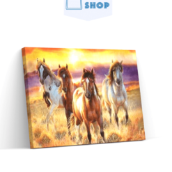 Diamond Painting Paarden met rode gloed - 40x40 cm
