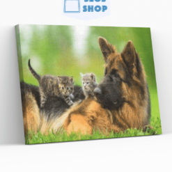 Diamond Painting Duitse herder met kittens - SEOS Shop®