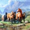 paarden in een veld diamond painting