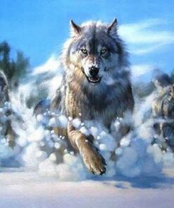wolven in de sneeuw rennen diamond painting